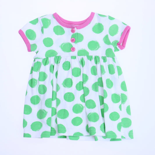 Hanna Andersson Girls White | Green Dress Size: 6-12 Months