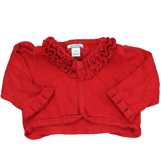 Hartstrings Girls Red Cardigan Size: 12 Months Red