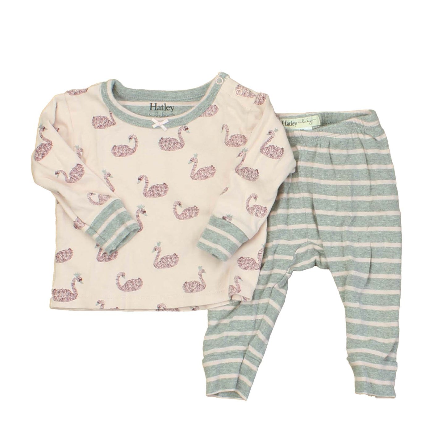 Hatley Girls Pink | Gray 2-piece Pajamas Size: 6-9 Months Pink | Gray