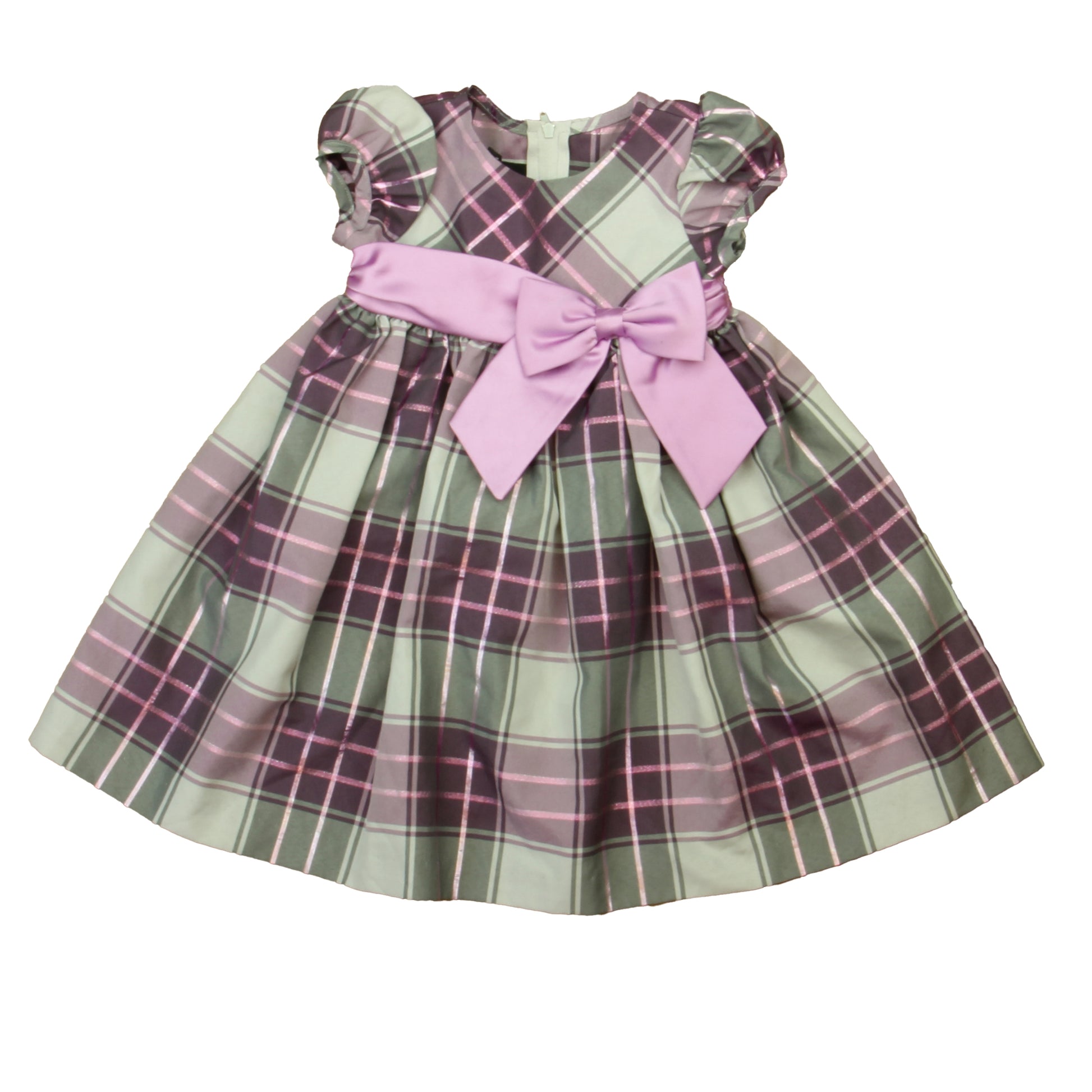 Holiday Editions Girls Purple | Gray Plaid Sweater Dress Size: 18 Months Purple | Gray Plaid