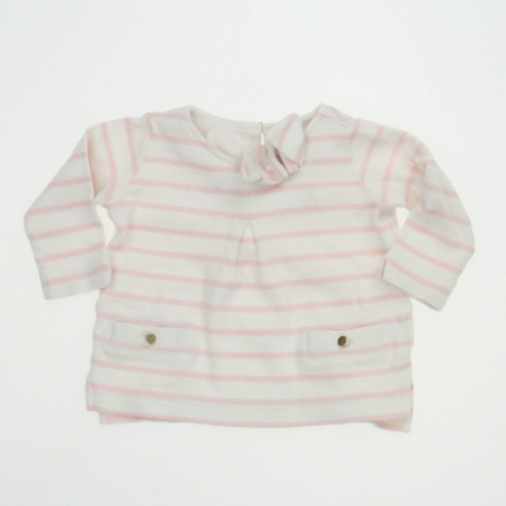 Hope & Henry Girls Cream | Pink | Stripes Long Sleeve Shirt Size: 6-12 Months Cream | Pink | Stripes