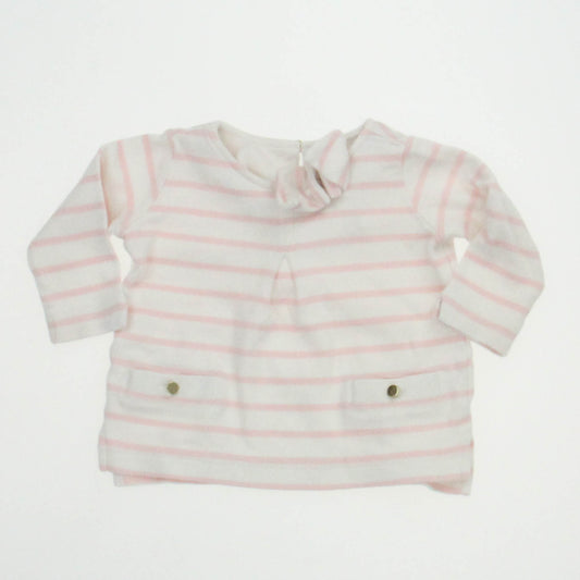 Hope & Henry Girls Cream | Pink | Stripes Long Sleeve Shirt Size: 6-12 Months Cream | Pink | Stripes