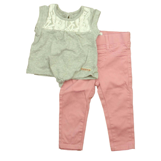 Hudson Girls Pink | Gray Apparel Sets Size: 12 Months Pink | Gray
