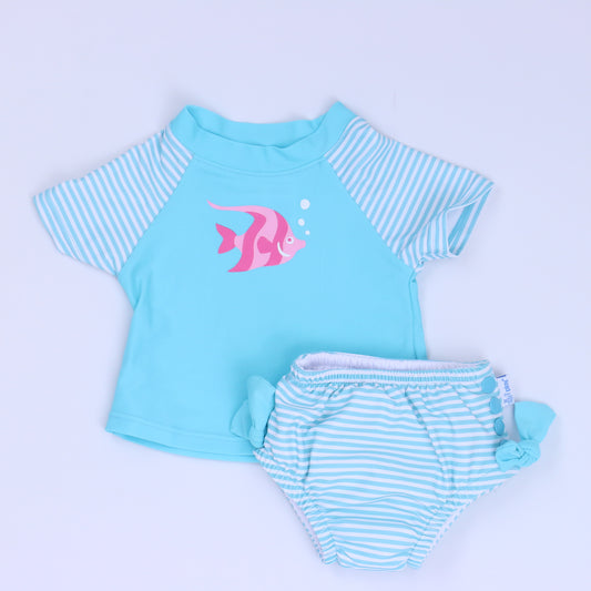 I Play Girls Blue | White 2-piece Swimsuit Size: 6 Months Blue | White