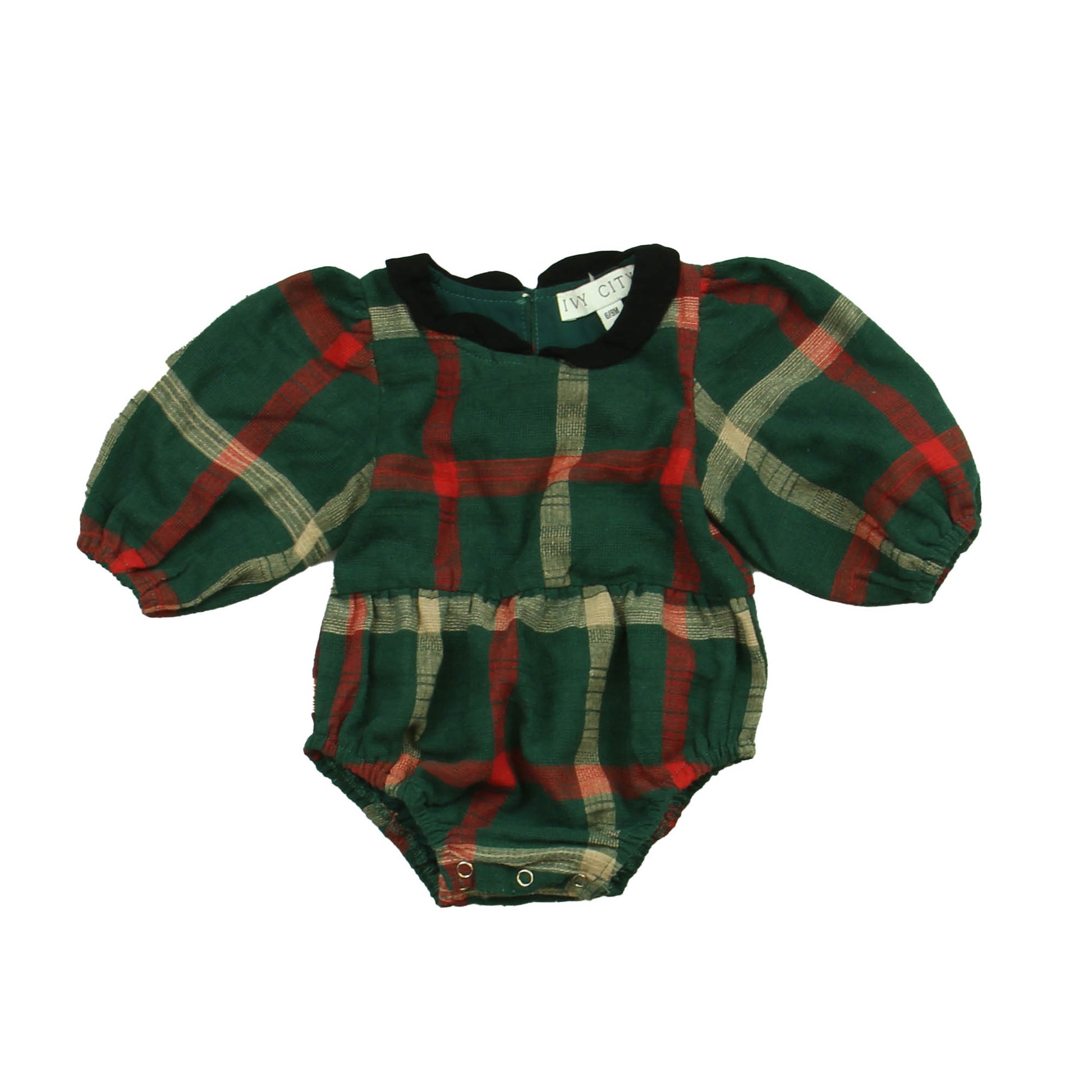 Ivy City Girls Green Plaid Onesie Size: 6-9 Months Green Plaid