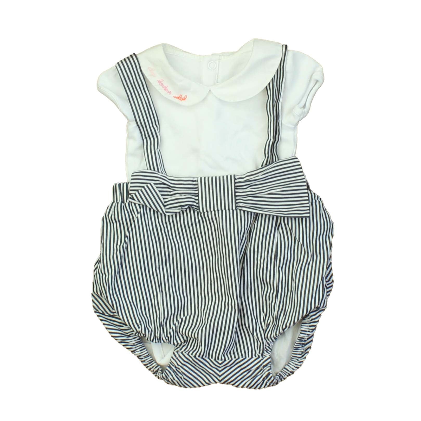 Jacadi Girls White | Blue | Stripes Apparel Sets Size: 6 Months White | Blue | Stripes