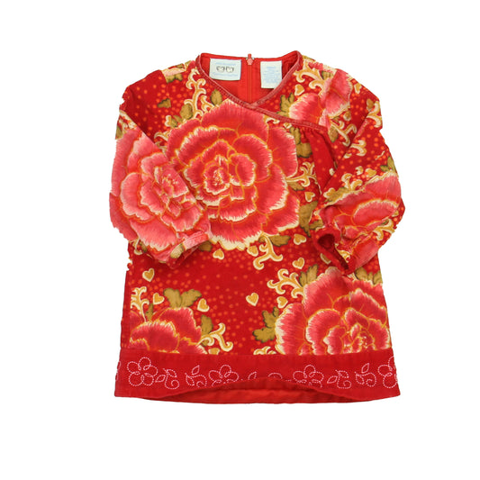 Jane Seymour Girls Red Floral Dress Size: 18 Months Red Floral