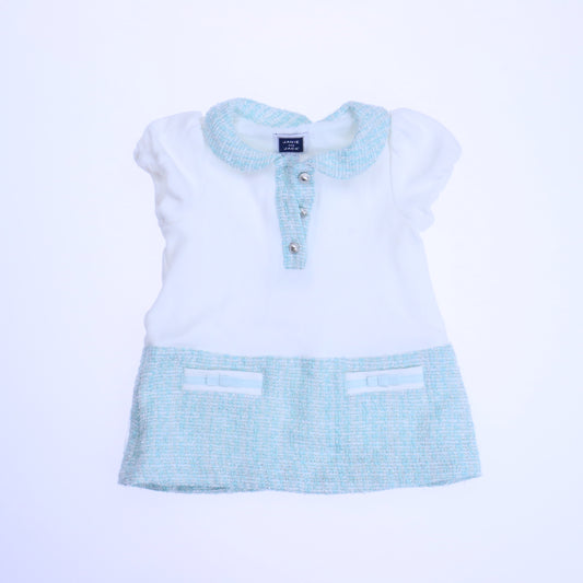 Janie & Jack Girls White | Aqua Dress Size: 0-3 Months White | Aqua