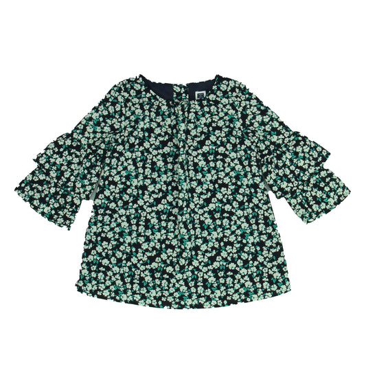 Janie & Jack Girls Navy | White | green | Floral Dress Size: 12-18 Months Navy | White | green | Floral