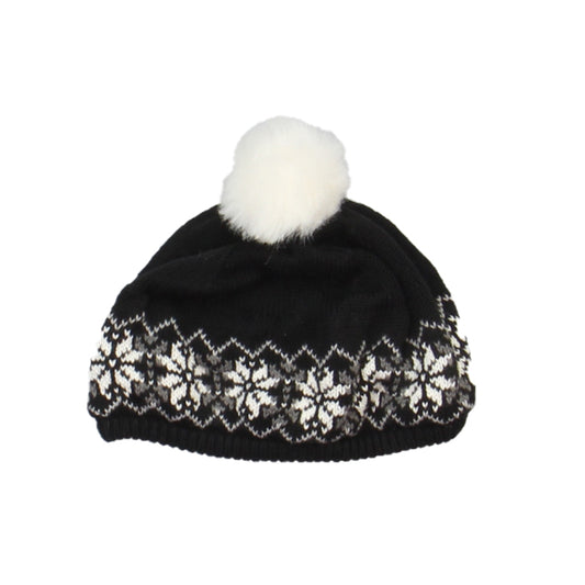 Janie & Jack Unisex Black | White Winter Hat Size: 6-12 Months Black | White