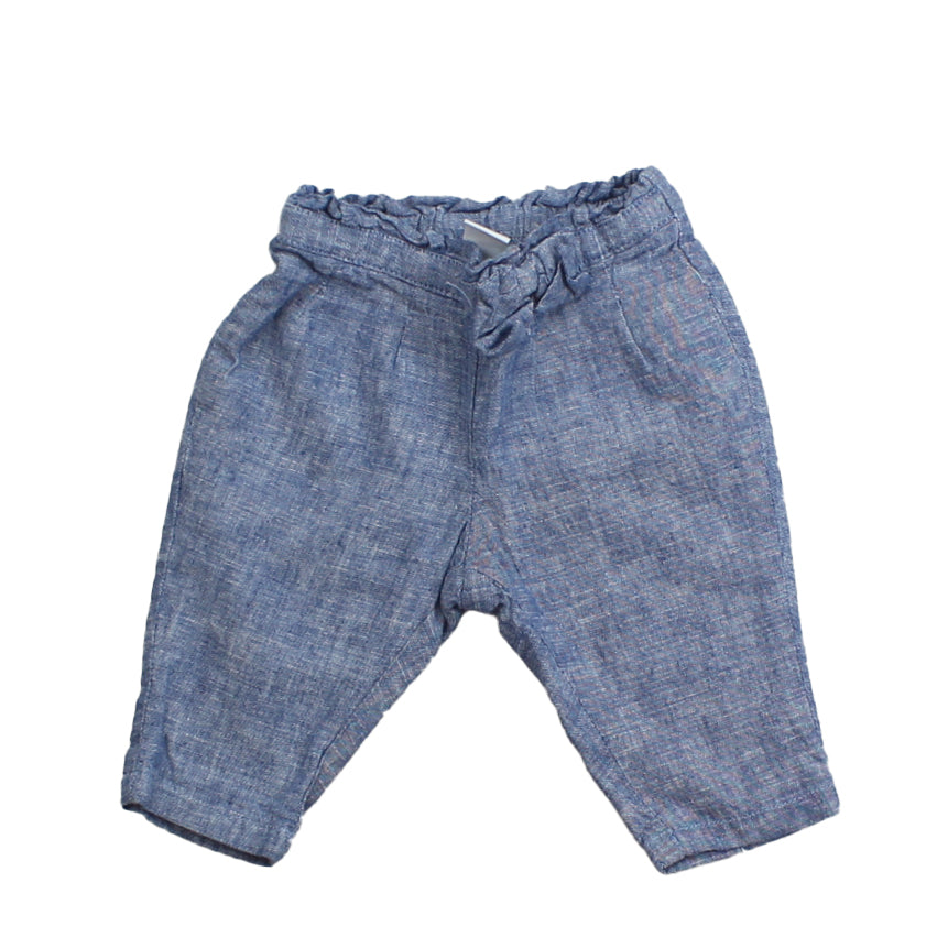Janie and Jack Girls Blue | Chambray Pants Size: 0-3 Months Blue | Chambray
