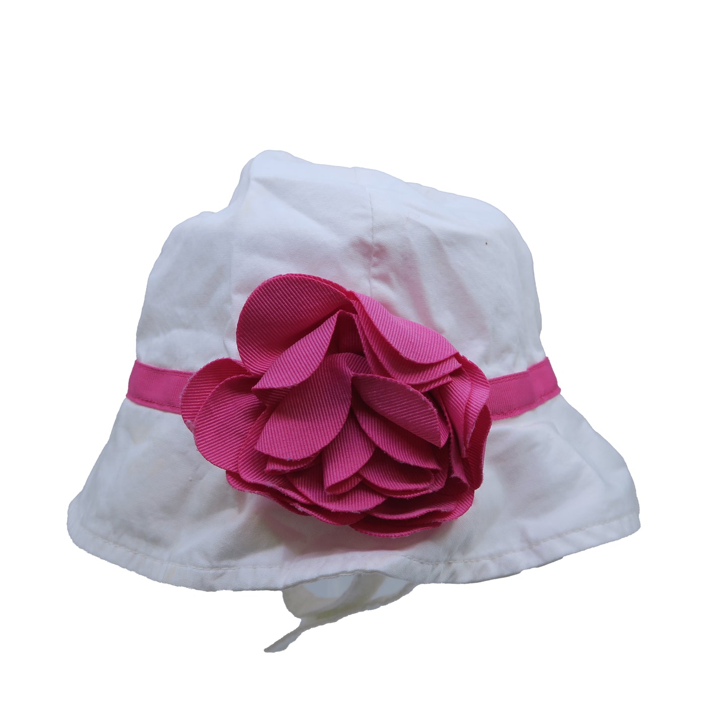 Janie and Jack Girls White | Pink Sun Hat Size: 0-6 Months White | Pink
