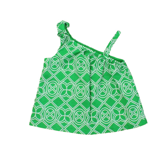 Janie and Jack Girls Green | White Blouse Size: 12-18 Month Green | White