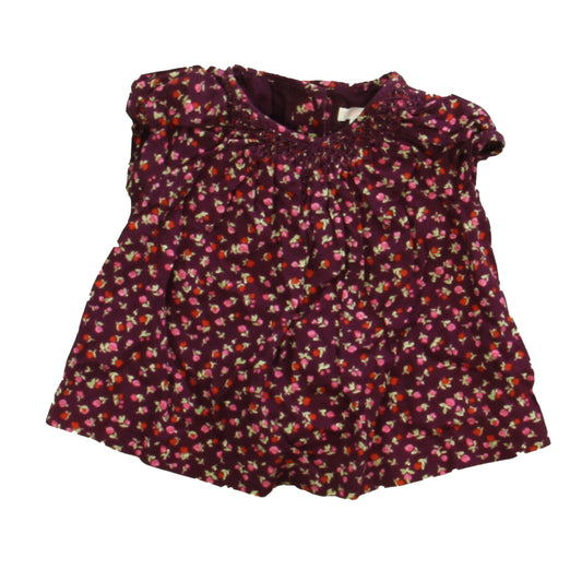 Janie and Jack Girls Maroon Floral Blouse Size: 12-18 Months Maroon Floral