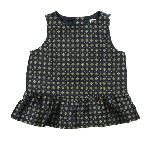 Janie and Jack Girls Navy | Gold Blouse Size: 12-18 Months Navy | Gold