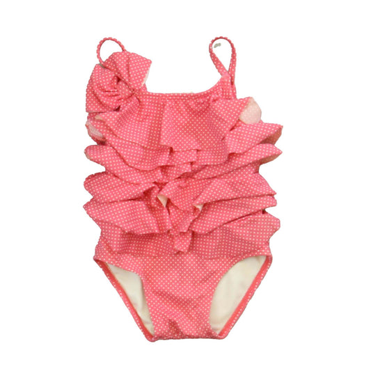 Janie and Jack Girls Pink | White 1-piece Swimsuit Size: 12-18 Months Pink | White