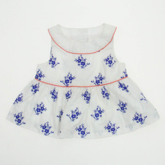 Janie and Jack Girls White | Blue Blouse Size: 12-18 Months White | Blue