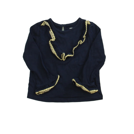 Janie and Jack Girls Navy | Gold Long Sleeve Shirt Size: 18-24 Months Navy | Gold
