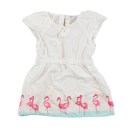 Janie and Jack Girls White | Flamingoes Dress Size: 18-24 Months White | Flamingoes