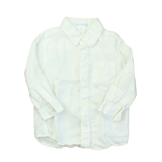 Janie and Jack Boys White Button Down Long Sleeve Size: 18-24 Months White
