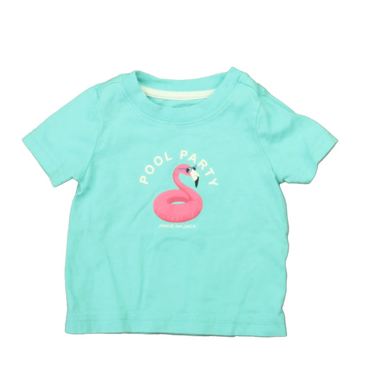 Janie and Jack Unisex Aqua | Pink Flamingo T-Shirt Size: 3-6 Months Aqua | Pink Flamingo