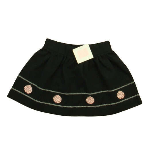 Janie and Jack Girls Black | Pink Floral Skirt Size: 3-6 Months Black | Pink Floral