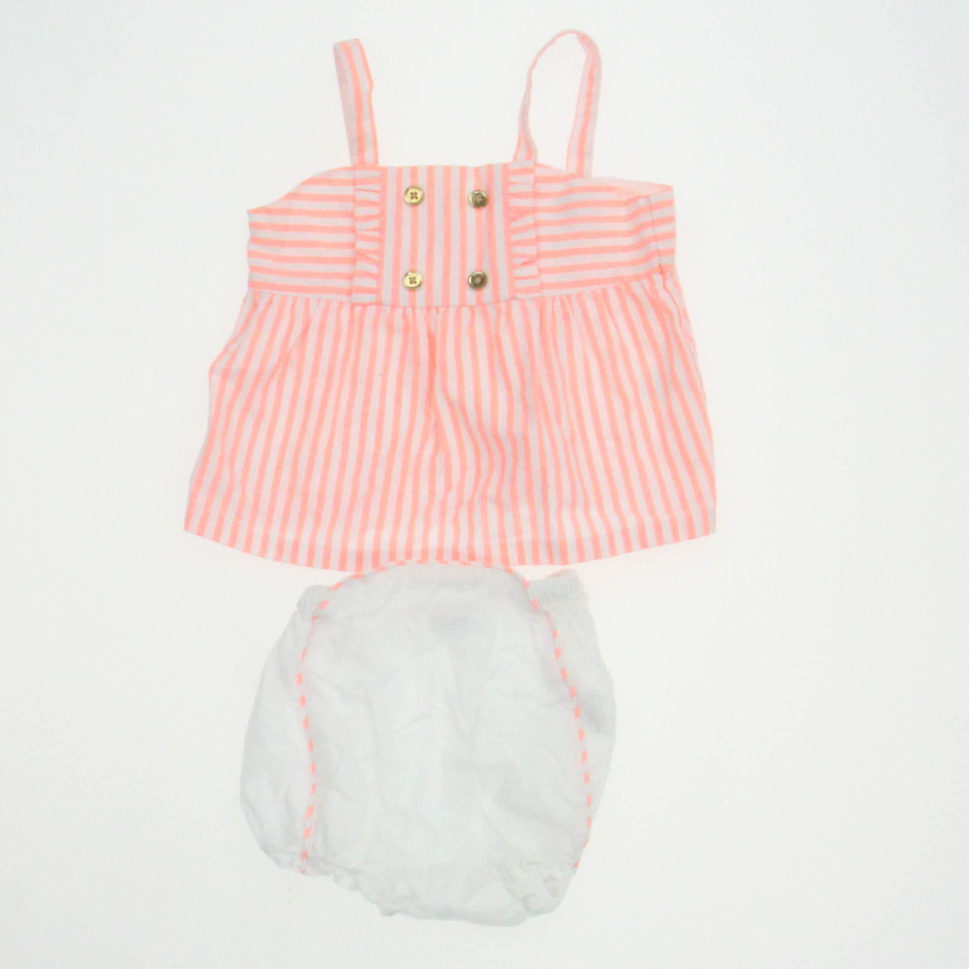 Janie and Jack Girls Coral | White Apparel Sets Size: 3-6 Months Coral | White