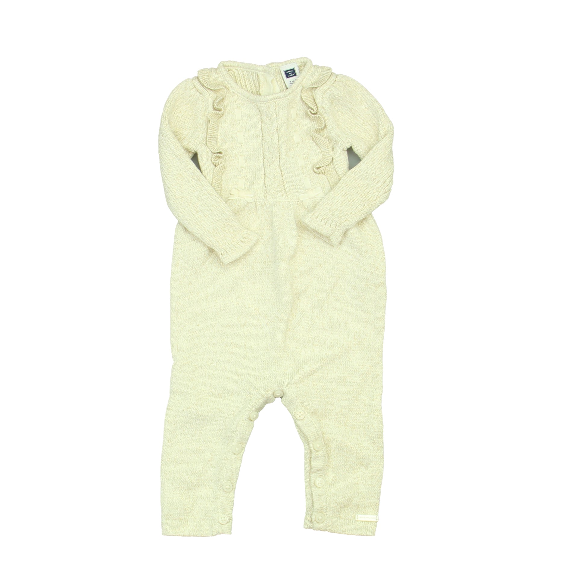 Janie and Jack Girls Ivory | Gold Long Sleeve Outfit Size: 3-6 Months Ivory | Gold