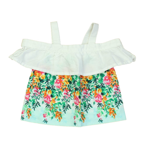 Janie and Jack Girls White | Green | Pink | Aqua | Orange | Floral Blouse Size: 3-6 Months White | Green | Pink | Aqua | Orange | Floral