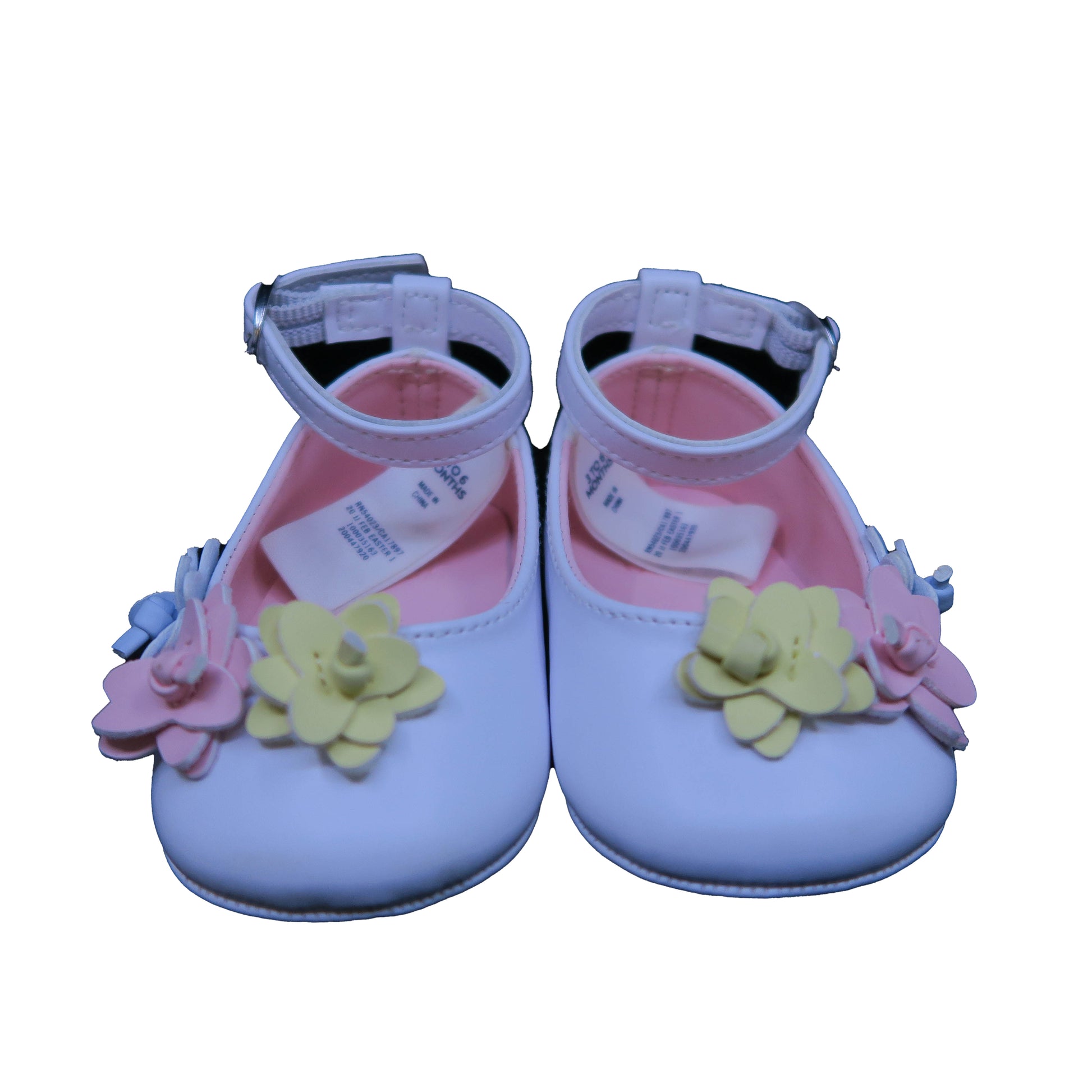 Janie and Jack Girls White | Pink | Yellow Floral Shoes Size: 3-6 Months White | Pink | Yellow Floral