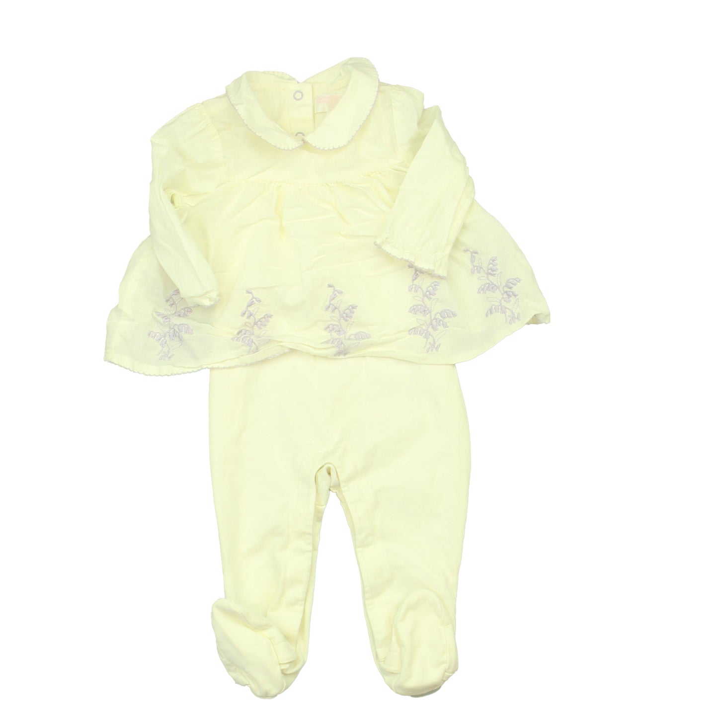 Janie and Jack Girls White | Purple Long Sleeve Outfit Size: 3-6 Months White | Purple