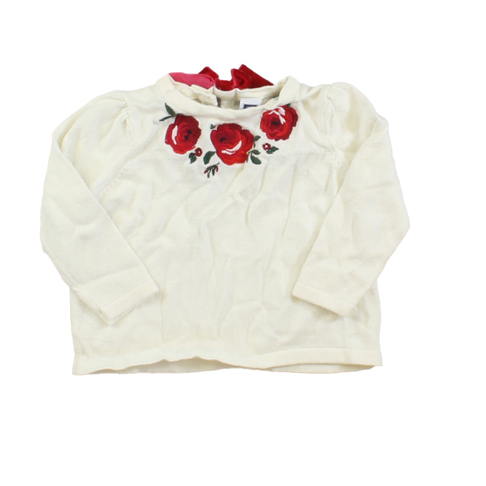 Janie and Jack Girls Ivory | Rose Sweater Size: 6-12 Months Ivory | Rose