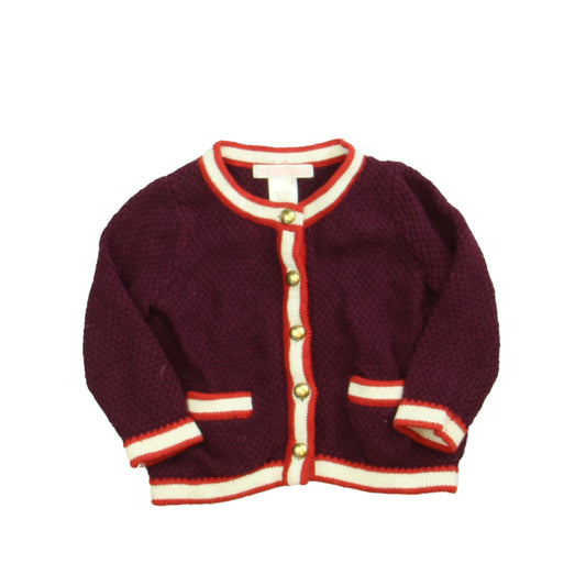 Janie and Jack Girls Maroon | white | Orange Cardigan Size: 6-12 Months Maroon | white | Orange