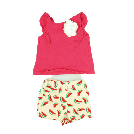 Janie and Jack Girls Pink | Watermelon Apparel Sets Size: 6-12 Months Pink | Watermelon
