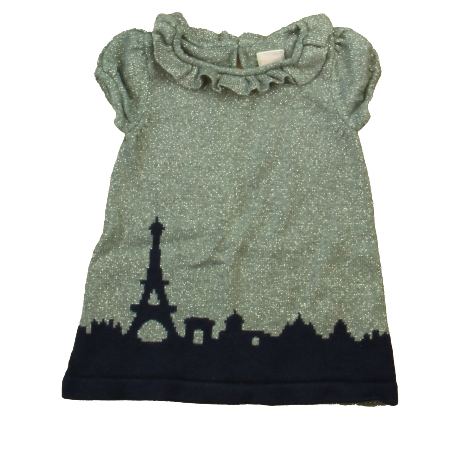 Janie and Jack Girls Silver | Navy Sweater Dress Size: 6-12 Months Silver | Navy