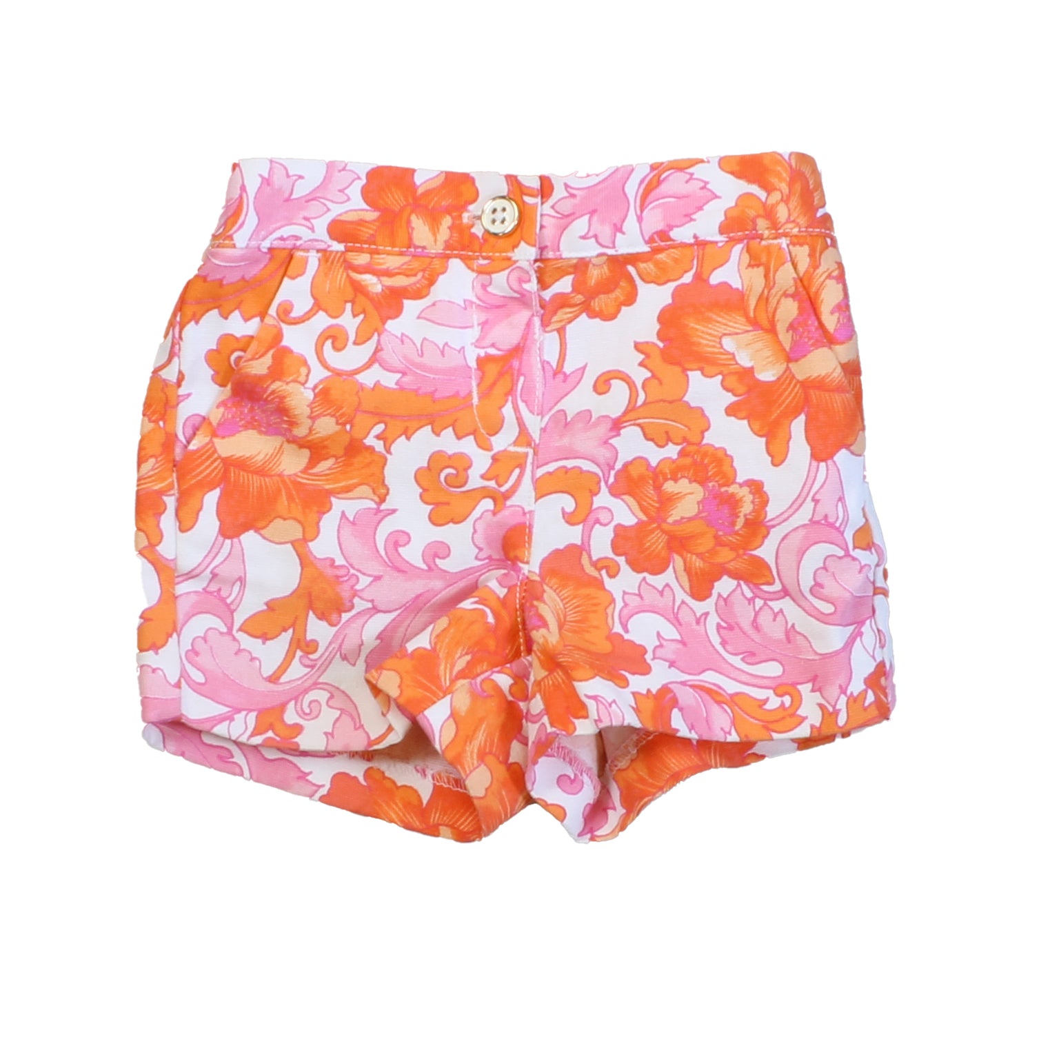 Janie and Jack Girls White | Pink | Orange Shorts Size: 6-12 Months White | Pink | Orange