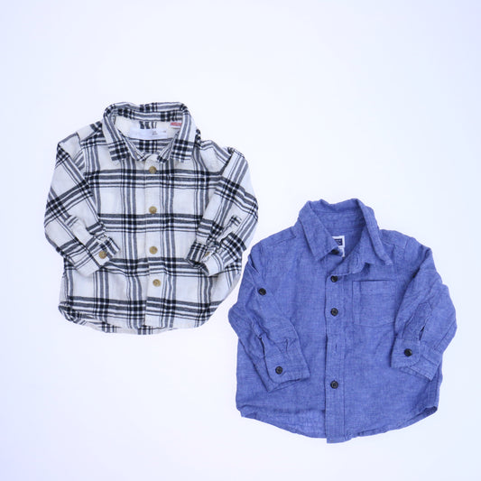 Janie and Jack | Zara Boys Blue | White | Black Button Down Long Sleeve Size: 3-6 Months Blue | White | Black