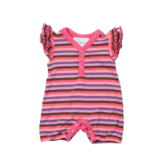 Jaxxwear Girls Pink | Purple | Brown | Stripes Romper Size: 0-3 Months Pink | Purple | Brown | Stripes