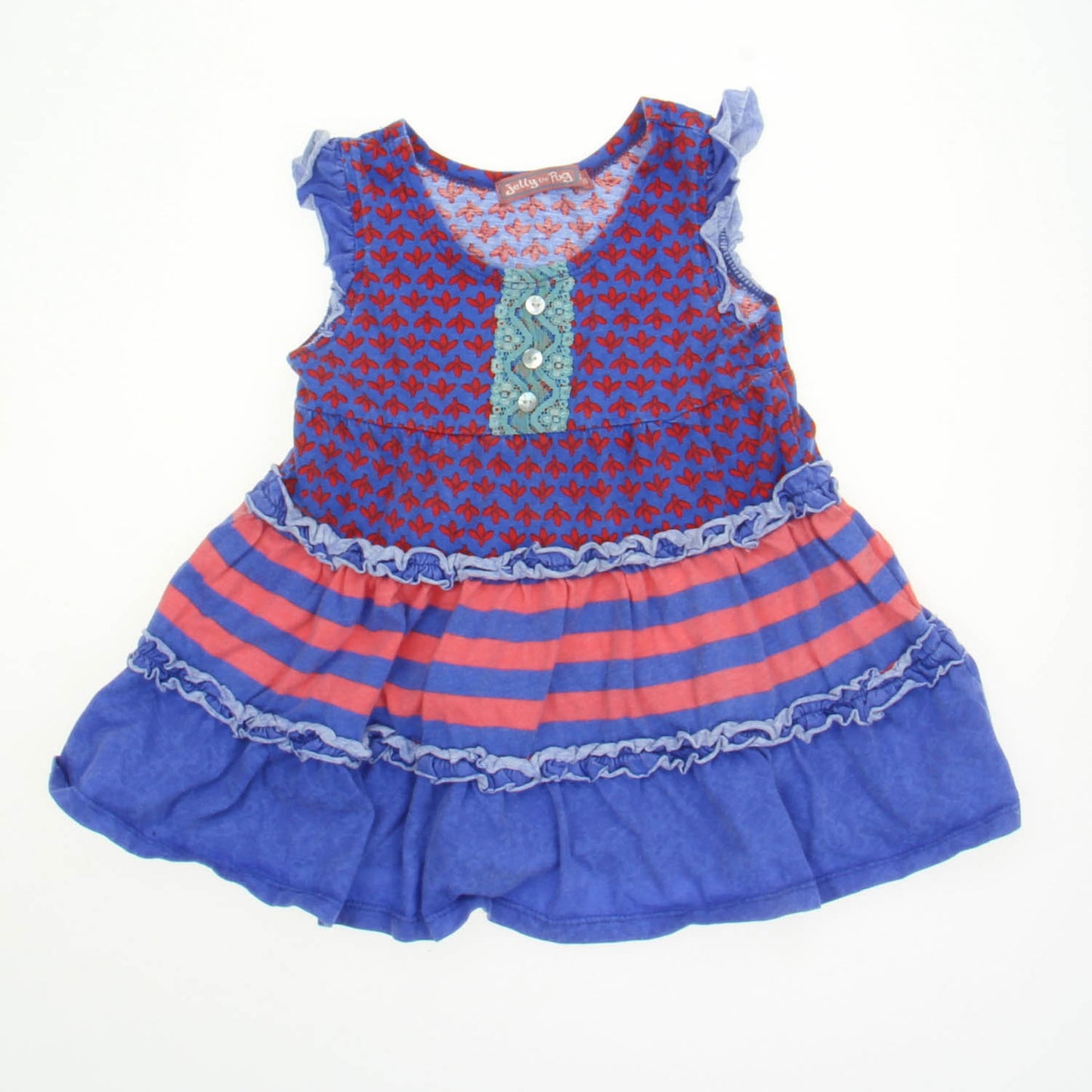 Jelly The Pug Girls Blue | Red Dress Size: 24 Months Blue | Red