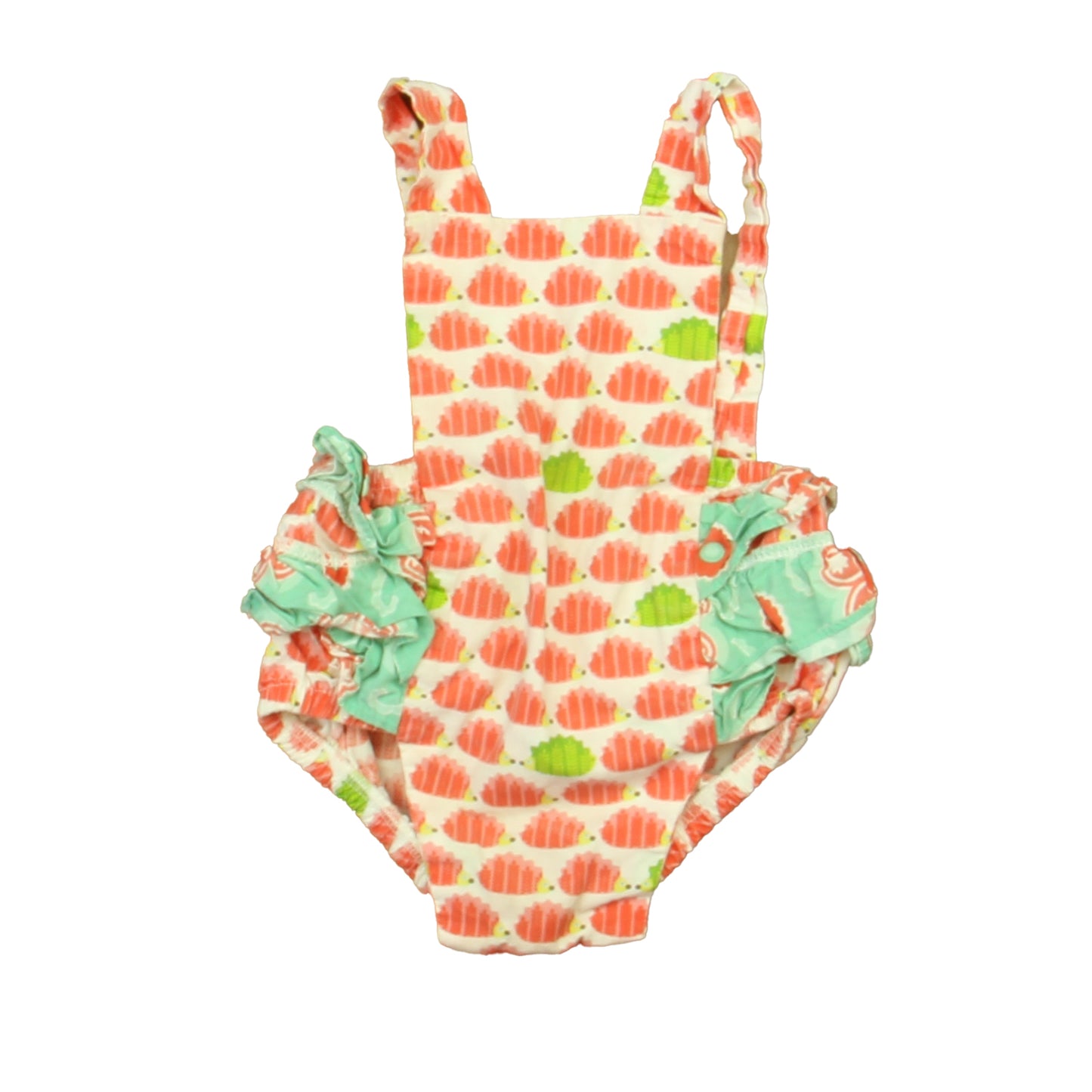 Jelly the Pug Girls Pink | White | Aqua Romper Size: 9 Months Pink | White | Aqua