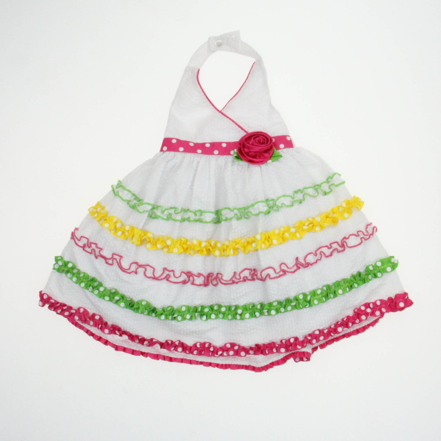 Jessica Ann Girls White | Green | Yellow | Pink Dress Size: 12 Months White | Green | Yellow | Pink