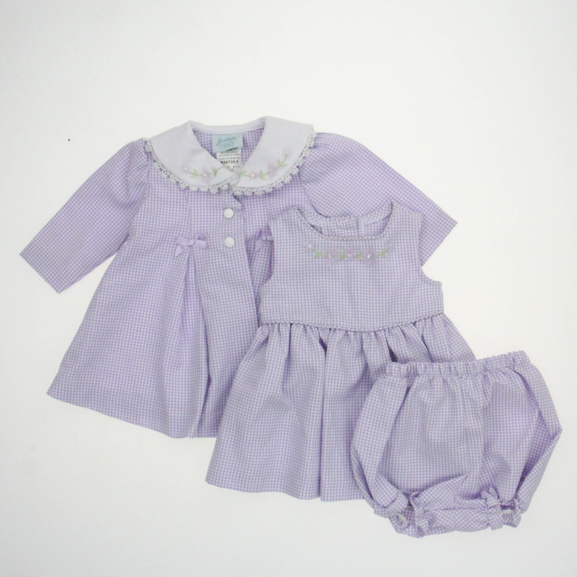 Jessica Ann Girls Purple Checks Apparel Sets Size: 6-9 Months Purple Checks