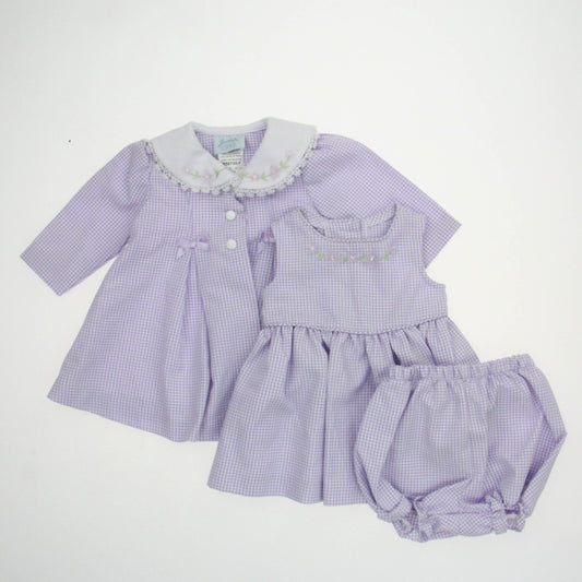 Jessica Ann Girls Purple Checks Apparel Sets Size: 6-9 Months Purple Checks