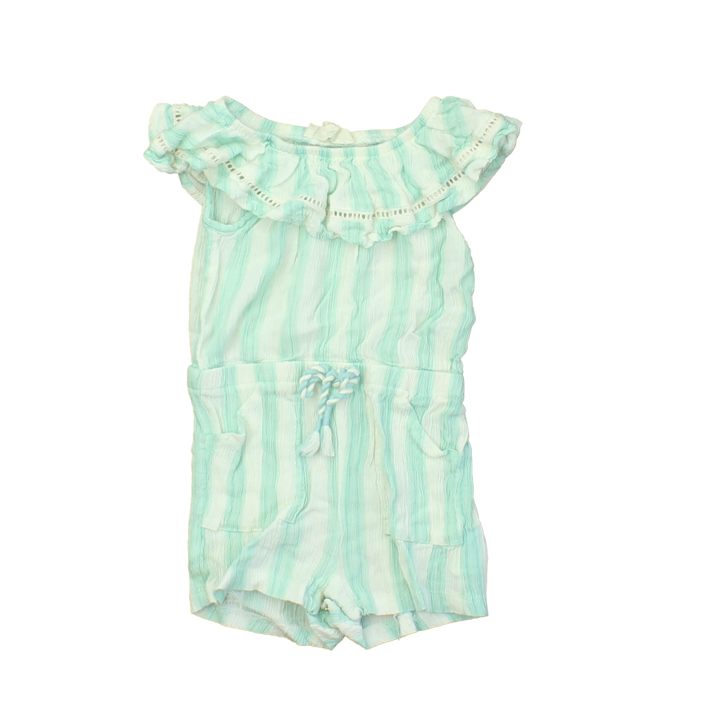 Jessica Simpson Girls White | Aqua | Stripes Romper Size: 18 Months