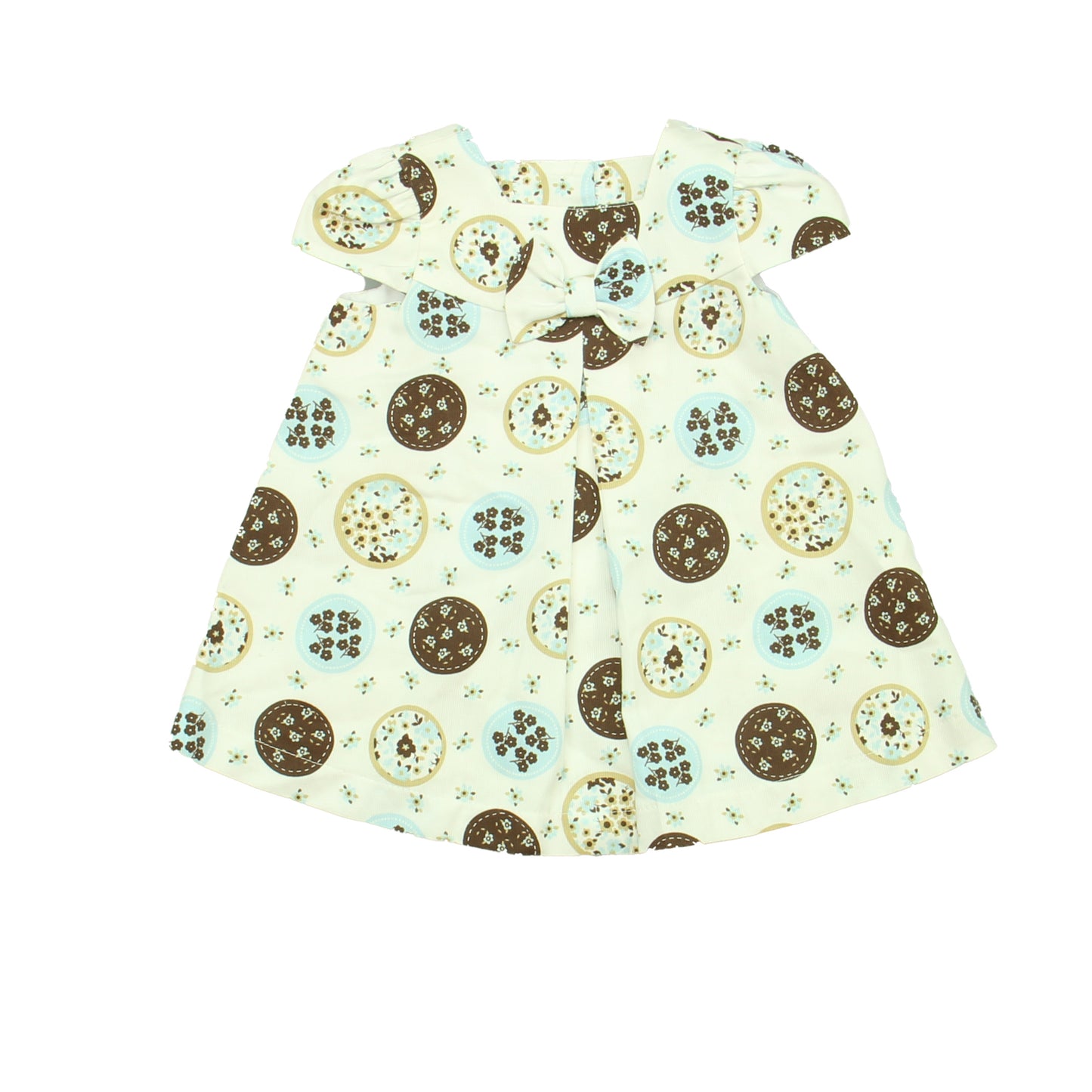 Jessy Franz Girls White | Brown | Blue Dress Size: 6 Months White | Brown | Blue