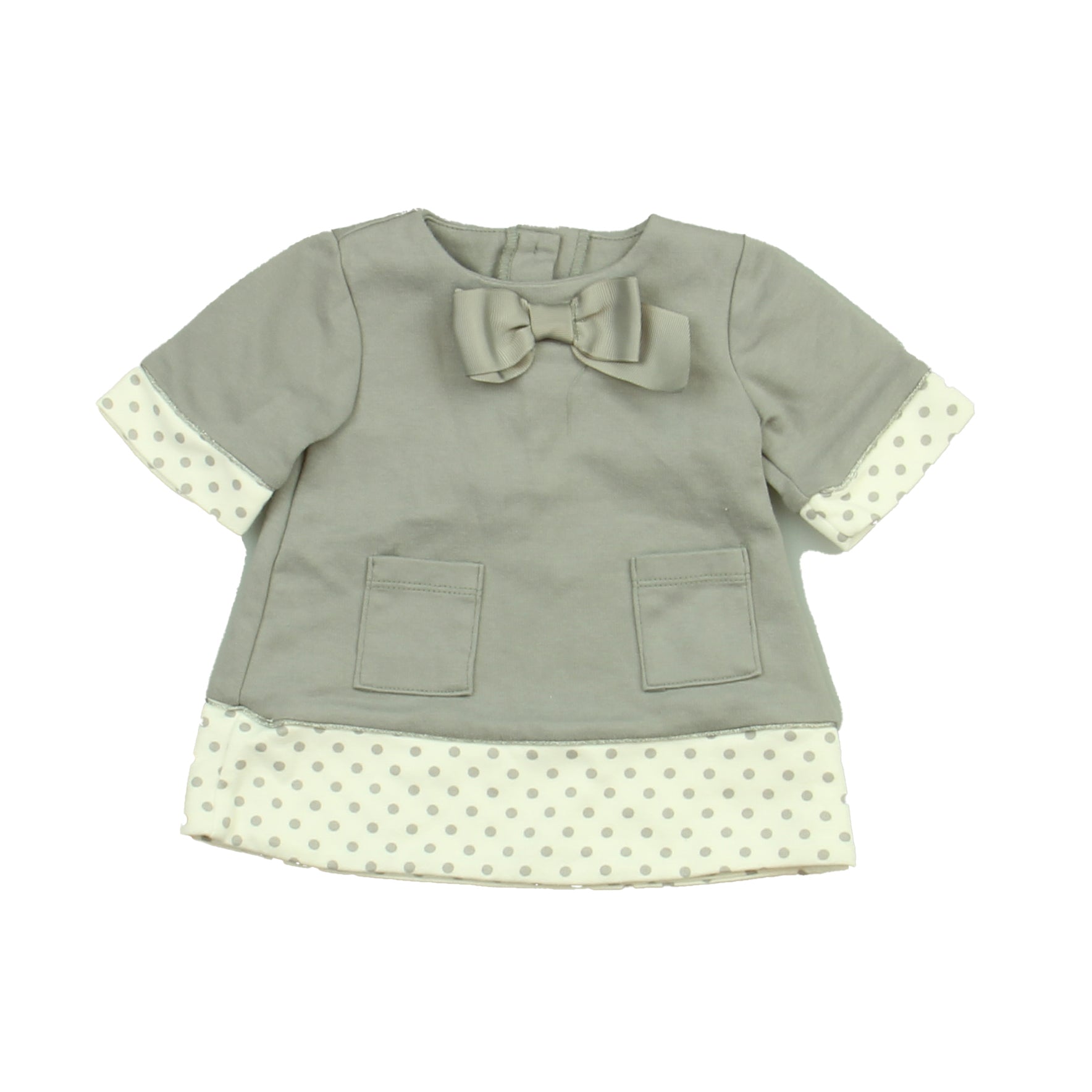 Jillian's Closet Girls Grey | White Dress Size: 0-3 Months Grey | White