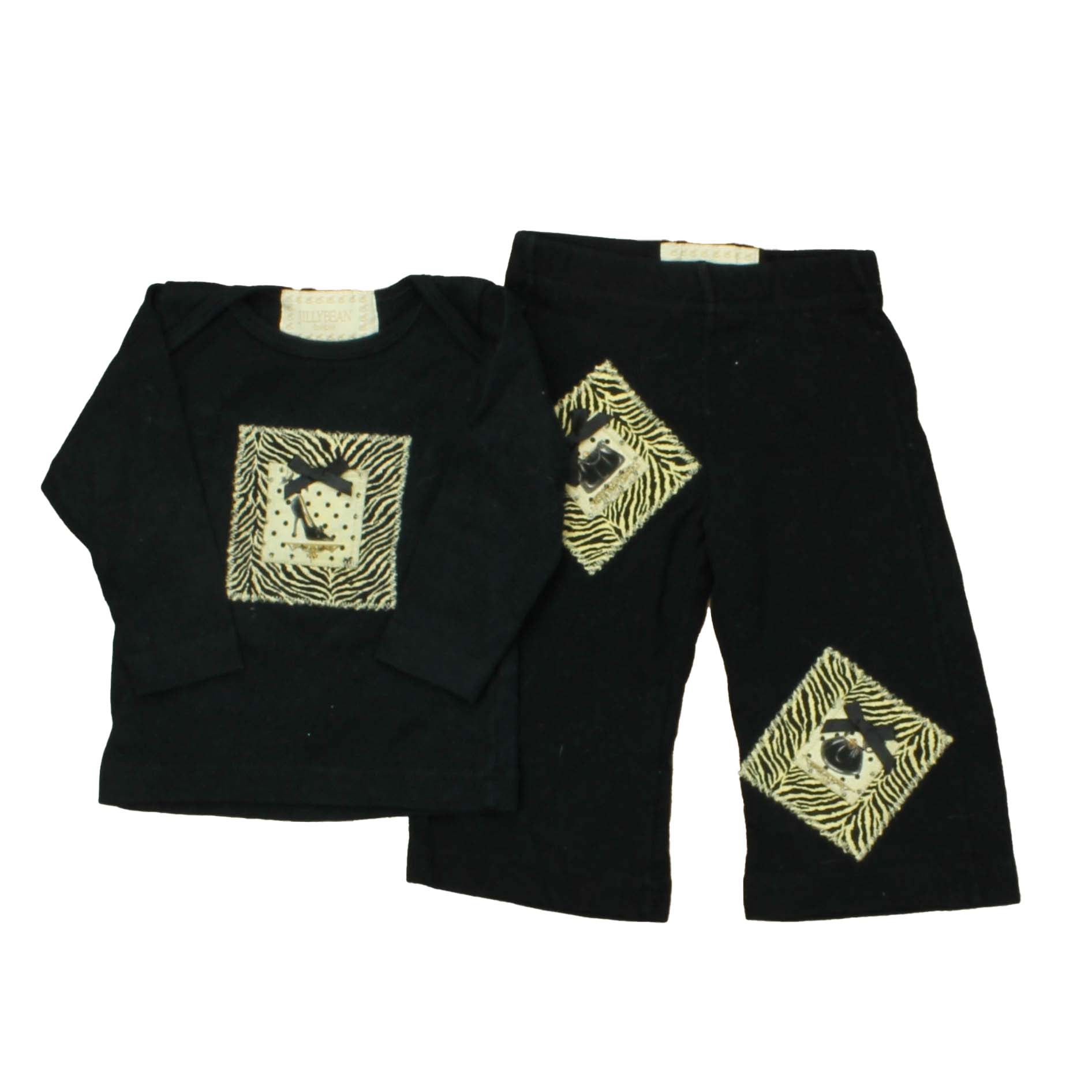 Jilly Bean bebe Girls Black | Tan Apparel Sets Size: 3-6 Months Black | Tan