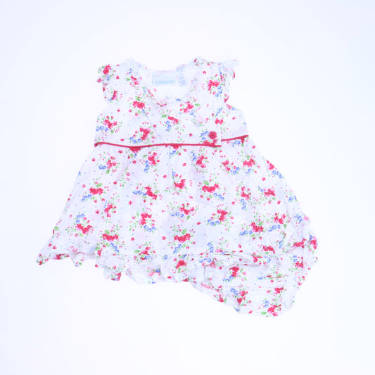 JoJo Maman Bebe Girls white Flowered Dress Size: 0-3 Months white Flowered