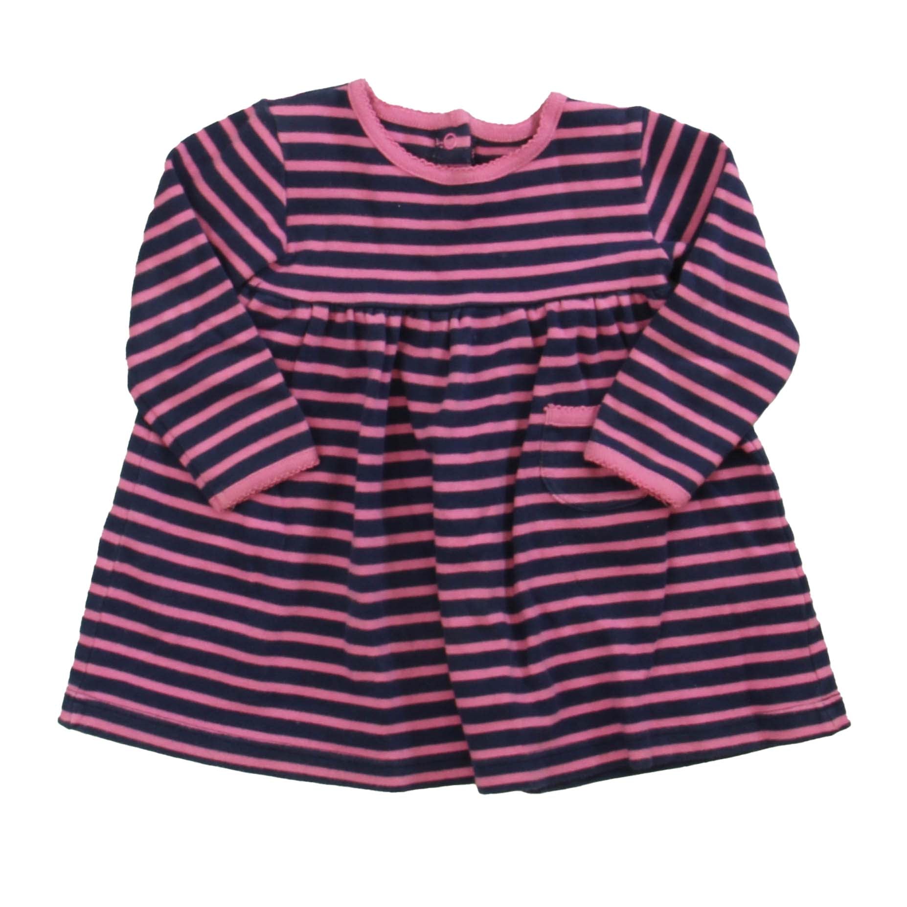 JoJo Maman Bebe Girls Navy | Pink Dress Size: 12 - 18 Months Navy | Pink