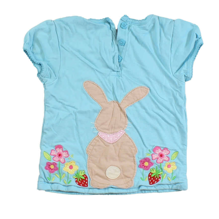 JoJo Maman Bebe Girls Blue | Bunny T-Shirt Size: 18-24 Months Blue | Bunny